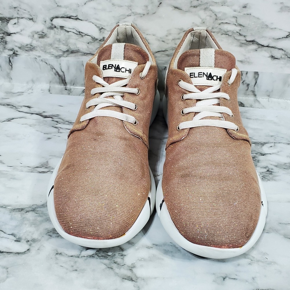 Elena Iachi Calu Shimmer Sneaker Women 40 US 9.5 Rose Gold Glitter Holographic